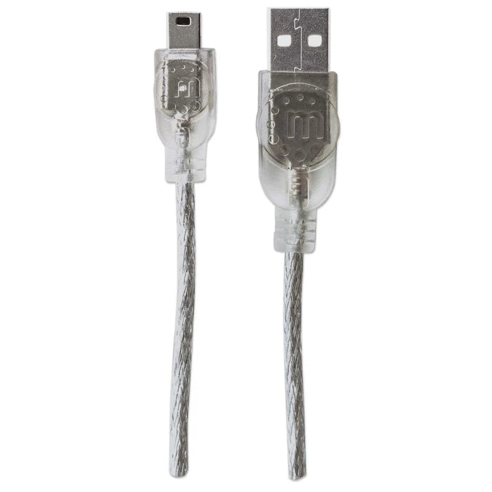 Cable Usb,manhattan,333412, V2.0 A-mini B 1.8m Plata