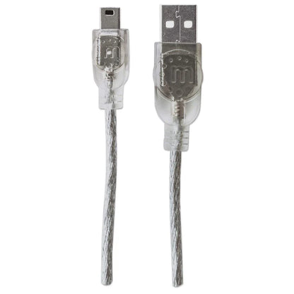 Cable Usb,manhattan,333412, V2.0 A-mini B 1.8m Plata