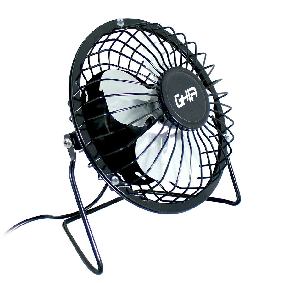 Mini Ventilador De Escritorio Ghia Metalico Color Negro Alimentacion Usb