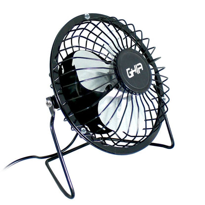 Mini Ventilador De Escritorio Ghia Metalico Color Negro Alimentacion Usb