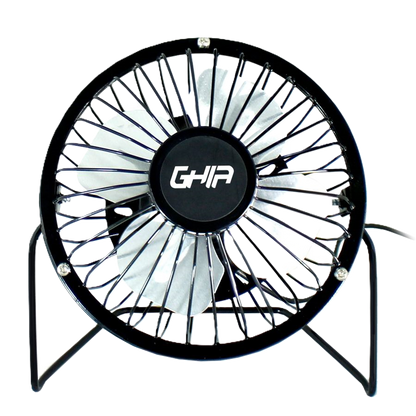 Mini Ventilador De Escritorio Ghia Metalico Color Negro Alimentacion Usb