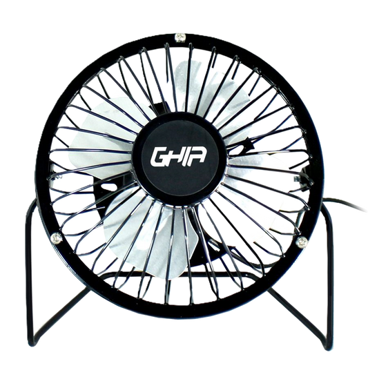 Mini Ventilador De Escritorio Ghia Metalico Color Negro Alimentacion Usb