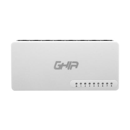 Switch Ghia 8 Puertos Rj45 10/100 Mbps No Administrable Auto Mdi/mdix Half Full Duplex