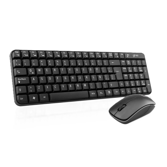 Combo Teclado Multimedia Y Mouse Optico Ghia / Gt4000bb / Inalambrico / Receptor Usb / Negro
