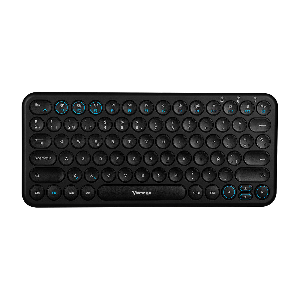 Teclado Multidispositivo (hasta 3)/ Vorago / Kbw-400, Slim Regargable Tipo C 2 Bluetooth Wireless Negro