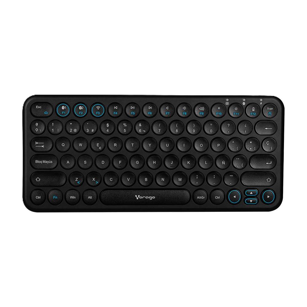 Teclado Multidispositivo (hasta 3)/ Vorago / Kbw-400, Slim Regargable Tipo C 2 Bluetooth Wireless Negro