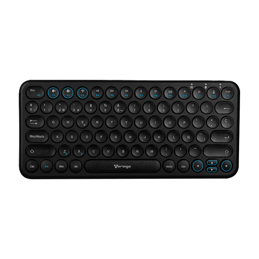 Teclado Multidispositivo (hasta 3)/ Vorago / Kbw-400, Slim Regargable Tipo C 2 Bluetooth Wireless Negro