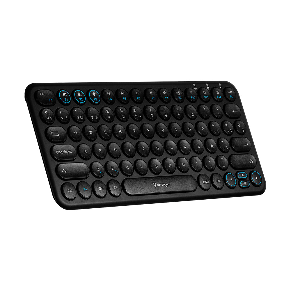 Teclado Multidispositivo (hasta 3)/ Vorago / Kbw-400, Slim Regargable Tipo C 2 Bluetooth Wireless Negro