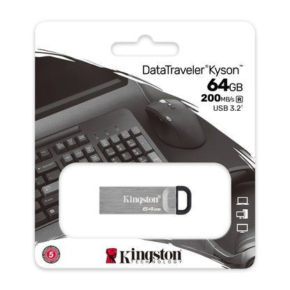 Memoria Flash Usb Kingston Data Traveler Kyson 64gb Gen 1 3.2 Tipo A Metal (dtkn/64gb)