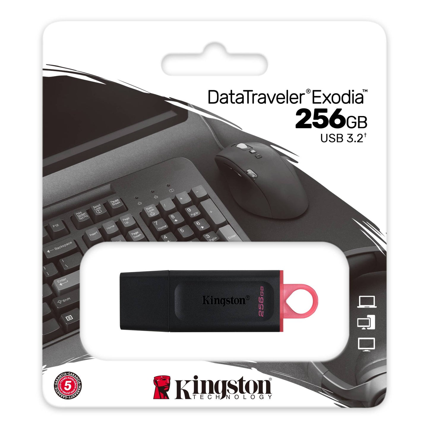 Memoria Flash Usb Kingston Data Traveler Exodia 256gb Gen 1 3.2 Tipo A Negro + Rosa (dtx/256gb)