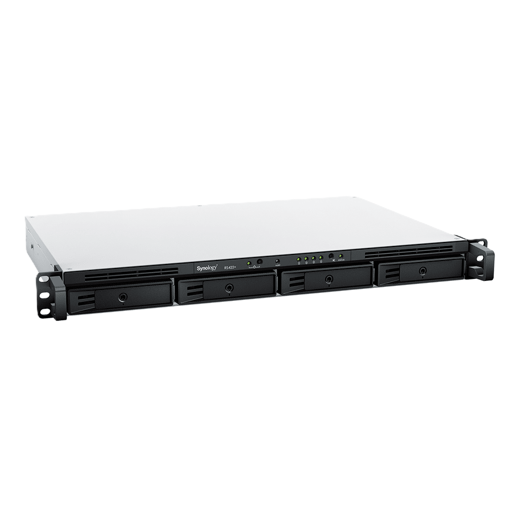 Nas Synology Rs822 /4 Bahias Expandibles Hasta 8/rack 1u/nucleo Cuadruple 2.2ghz/2gb Ddr4 Hasta 32gb/lan Gigabit X4/usb 3.2 X2/ Hot-swap/hasta 72tb Y Con Expansion Hasta 144tb Amd Ryzen V1500b