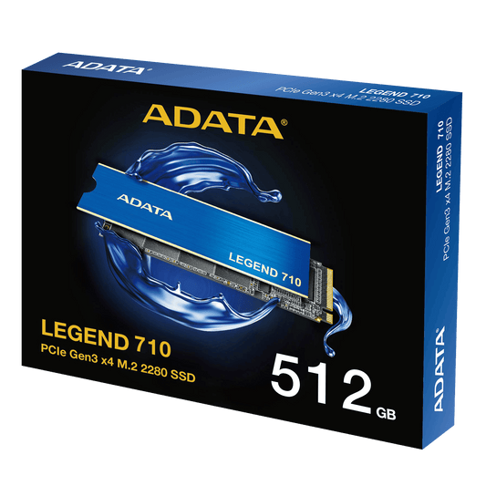Unidad De Estado Solido Ssd Interno Adata Legend 710 512gb M.2 2280 Nvme Pcie Gen 3x4 Lect.2400 Escrit.1800 Mbs Pc Laptop Mini pc 3dnand Disipador (aleg-710-512gcs)