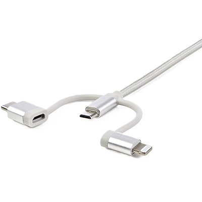 Cable Trenzado De 1m Usb A Lightning Usb-c Y Micro Usb - Cable Cargador Para Telfono Celular Iphone Ipad Tablet - Startech.com Mod. Ltcub1mgr