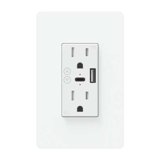 Contacto Inteligente De Pared Mirati Mcp2 / 2 Contactos, 1 Usb A, 1 Usb C / Wifi 2.4ghz, Bluetooth 4.2 / Compatible Con Android E Ios / Funciona Con Alexa Y Asistente De Google