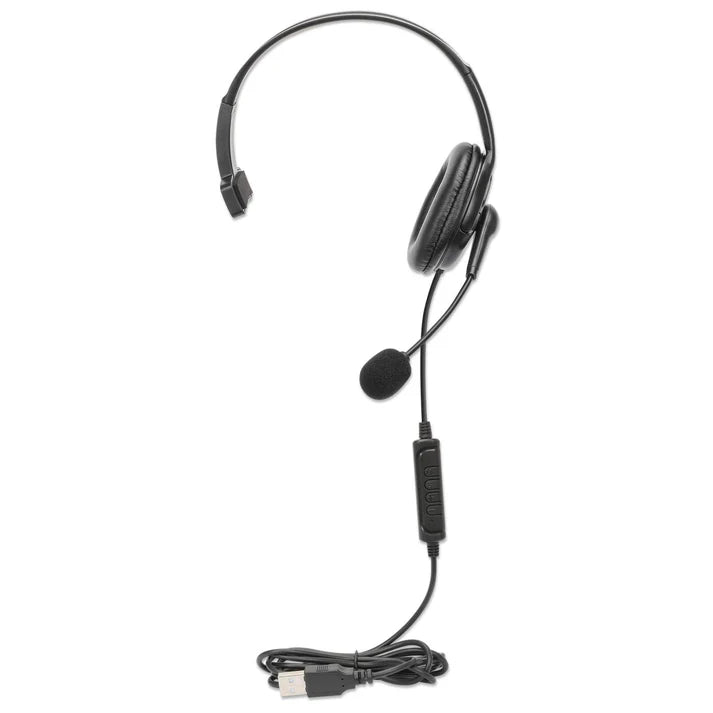 Audifonos Diadema, Manhattan,180849,audifono C/microfono Usb, Monoaural, Reversible Mic