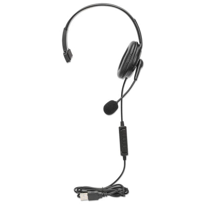Audifonos Diadema, Manhattan,180849,audifono C/microfono Usb, Monoaural, Reversible Mic