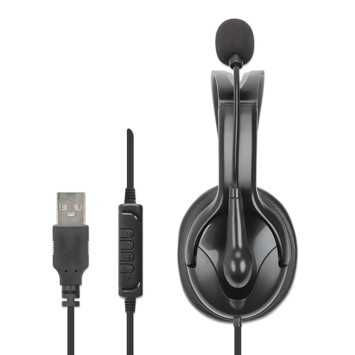 Audifonos Diadema, Manhattan,180849,audifono C/microfono Usb, Monoaural, Reversible Mic