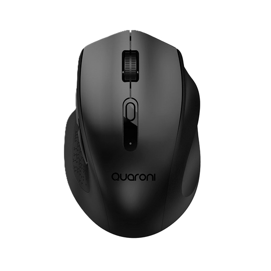 Mouse Inalmbrico Ergonmico Con Textura Quaroni 5 Scroll/receptor 2.4 Ghz/800 - 2400 Dpi/ptico/4 Niveles/negro