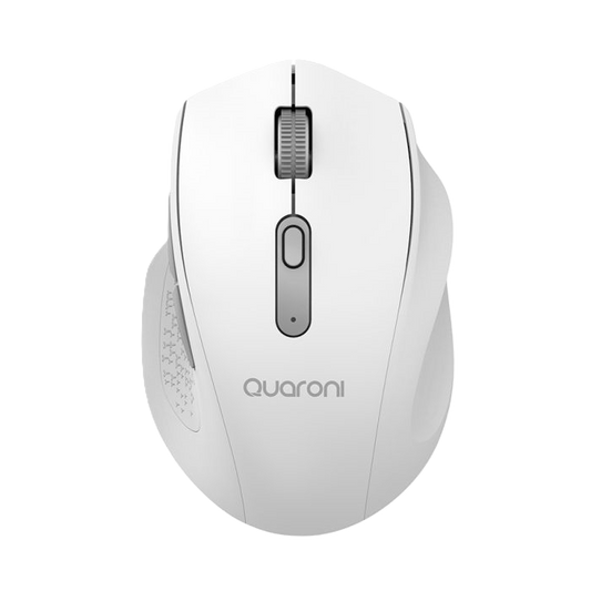 Mouse Inalmbrico Ergonmico Con Textura Quaroni 5 Scroll/receptor 2.4 Ghz/800 - 2400 Dpi/ptico/4 Niveles/blanco