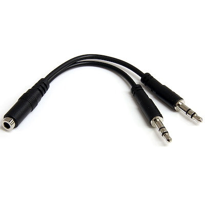 Adaptador Divisor De Audio Para Audifonos 2x Mini-jack De 3.5mm De 3 Pines A Mini-jack De 4 Pines- Auriculares - Negro - Startech.com Mod. Muyhsfmm