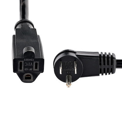 Cable De Alimentacin De 0.3m - Extension De Alimentacion, Acodado En Angulo Recto Nema 5-15p A Nema 5-15r, 13a 125v, 16awg, Ul - Startech.com Mod. Pac101r1
