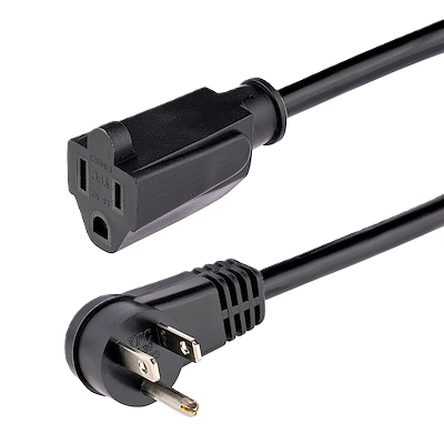 Cable De Alimentacin De 0.3m - Extension De Alimentacion, Acodado En Angulo Recto Nema 5-15p A Nema 5-15r, 13a 125v, 16awg, Ul - Startech.com Mod. Pac101r1
