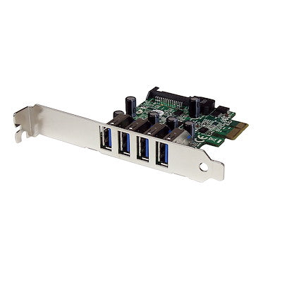 Tarjeta Pci Express - Adaptador Pci-e Usb 3.0 Con Uasp De 4 Puertos Y Alimentación Sata - Controlador Superspeed - 4x Usb A - Startech.com Mod. Pexusb3s4v