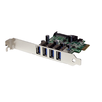 Tarjeta Pci Express - Adaptador Pci-e Usb 3.0 Con Uasp De 4 Puertos Y Alimentación Sata - Controlador Superspeed - 4x Usb A - Startech.com Mod. Pexusb3s4v