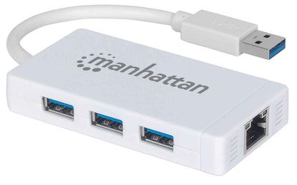 Adaptador Usb,manhattan,507578, V3.0 A Red Gb  + Hub 3 Ptos Mh