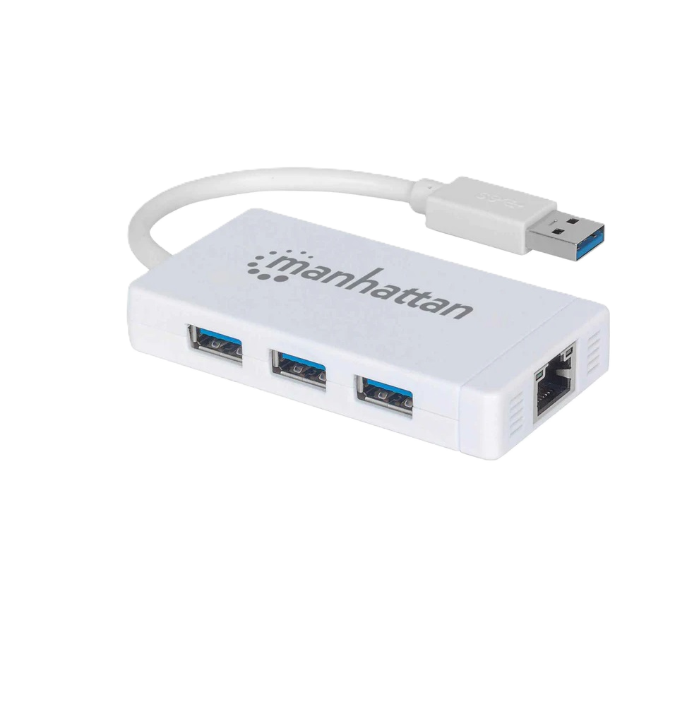 Adaptador Usb,manhattan,507578, V3.0 A Red Gb  + Hub 3 Ptos Mh