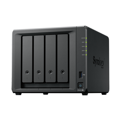 Nas Synology Ds425+ /4 Bahias Nucleo Cuadruple 2.0 Ghz/ Hasta 80 Tb, 2gb Ddr4 Hasta 6gb/ Pto 1gbe Lan, 1 Pto 2.5gbe Lan / Usb 3.2 X 2/ Hot Swap/ Soporta M.2 2280 Nvme /no Incluye Discos Celeron J4125