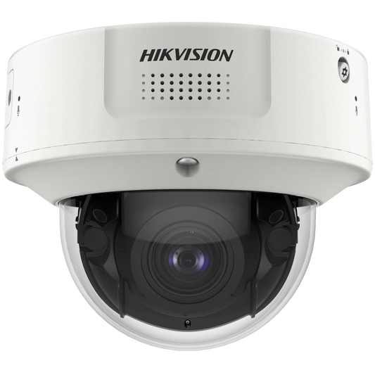 Domo IP 8 Megapixel / Lente Mot. 2.8 a 12 mm /  DARKFIGHTER / WDR 120 dB / IK10 / 30 mts IR / Conteo Facial / Detección Facial / Interior / PoE / Búsqueda por Atributos / Micrófono Integrado / Micro SD