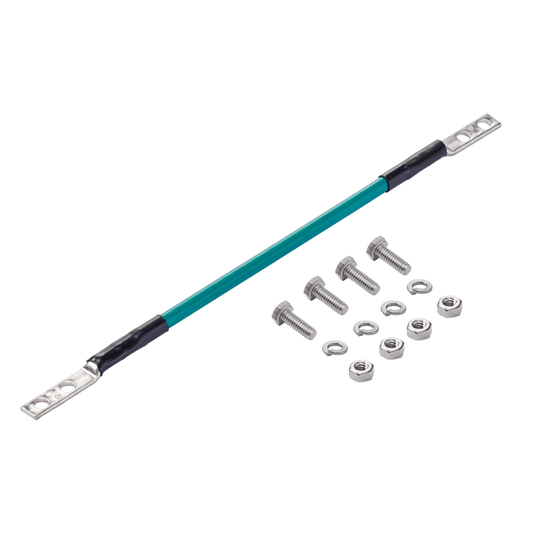 Kit de Jumper de Tierra Física, de Cobre 6 AWG, Fabricado con Aislamiento THW y Terminales de Dos Orificios en Cada Extremo, 30 cm de largo