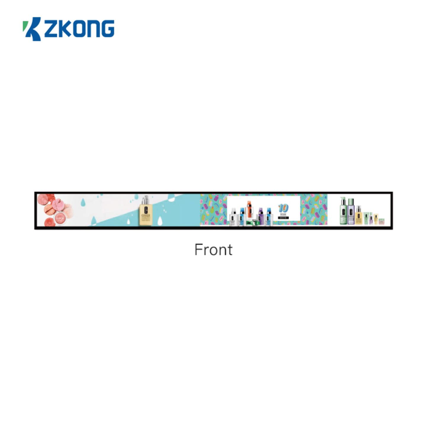 Display Electrónico de Estantes 23.1 Pulgadas ZKL231 / LCD Estirado 1920x158 / Android 4.4.2 / Brillo 400 Nits / Wi-Fi Dual Band / MicroUSB y Type-C / Consumo Máximo 45W / Certificaciones Internacionales