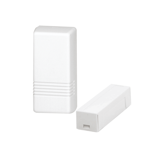 Transmisor Inalámbrico para Puerta/Ventana Serie 5800 / Carcasa Blanca o Marrón / Terminales Cableados Loop 1 / Reed Switches Laterales Loop 2 / Transmisión Supervisora, Sabotaje y Batería Baja / Batería Litio 3V / Progr