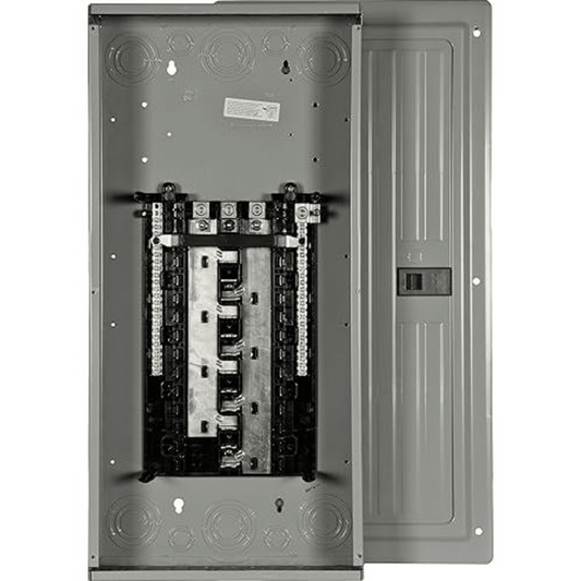 Centro de carga trifásico ES de 30 espacios para 48 circuitos, 120/240vca, Barra de aluminio, Nema 1, uso interior. Incluye tapa.