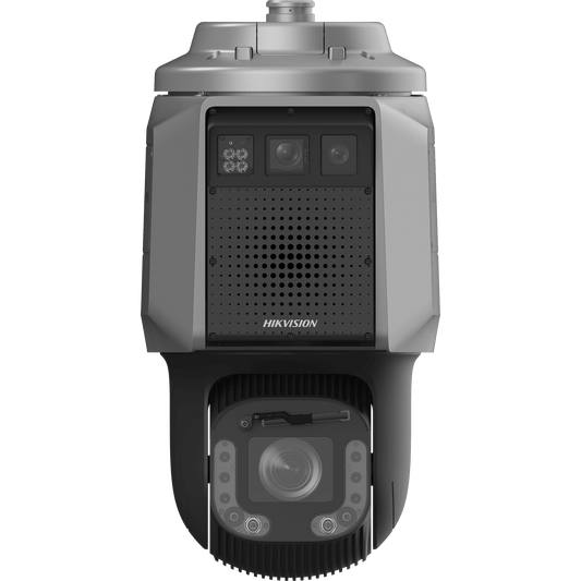 [TandemVu] Domo PTZ IP 4 Megapixel con Cámara Panoramica 180º de 6 Megapixel / 25X Zoom / 300 mts IR y 30 mts Luz Blanca / IP67 / IK10  / Autoseguimiento / Wiper / Deep learning / Entrada-Salida de Audio y Alarma / Ultra Baja Iluminació