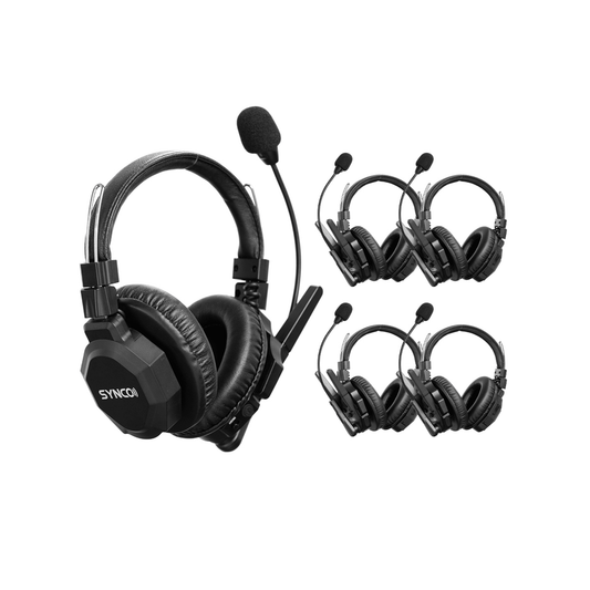 Intercomunicador Dúplex Inalámbrico 2.4 GHz para 5 personas, 2 auriculares