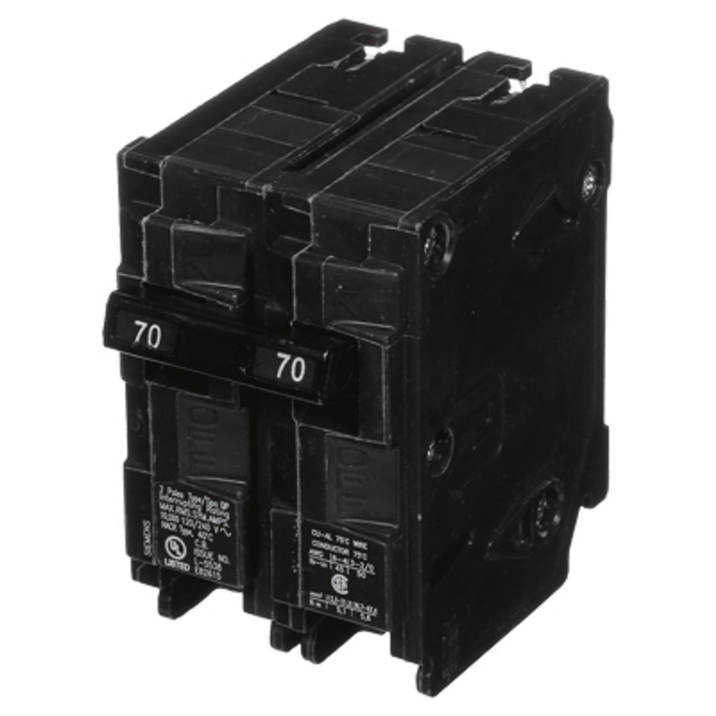 Interruptor automático enchufable tipo QP 2 polos, 70 amp