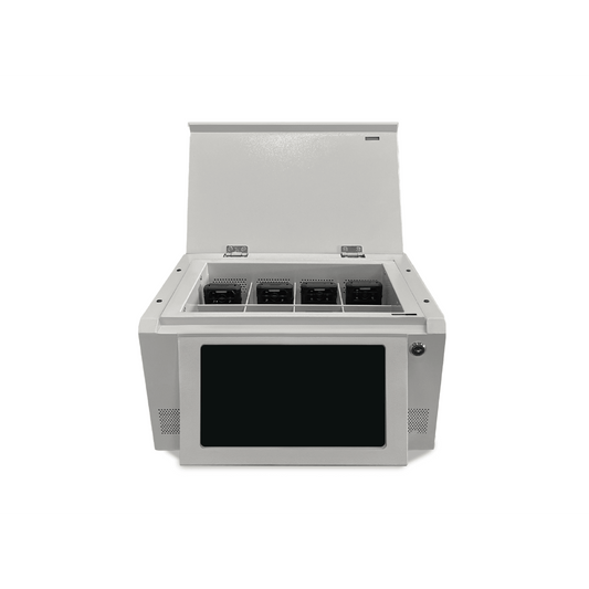 Estación de Descarga para Cámaras Corporales | 8 Canales de Conexión | Descarga Simultanea | Pantalla Táctil | Almacenamiento Hasta 12TB | Carga y Copia de Seguridad Automática | Compatible con Body Cam XMR-R3.