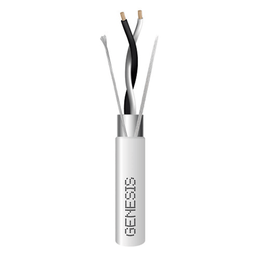 Carrete de 305 Metros / Cable 2 x 22 AWG / Color Blanco / Blindado / Plenum / Trenzado para Aplicaciones de Transmisión de Datos a Alta Velocidad para Automatización, EIA-485, BACnet y otros Sistemas de Comunicación