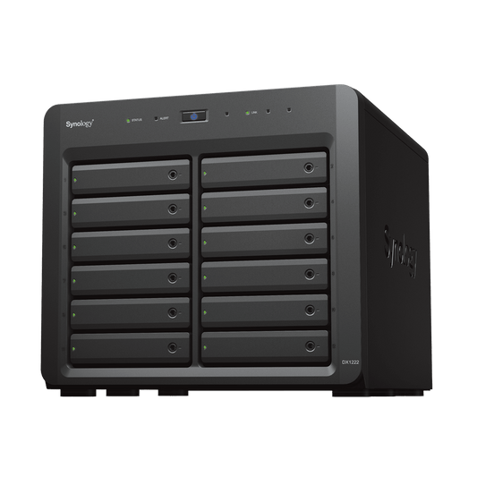 Unidad de Expansión Synology DX1222 | 12 Bahías para HDD/SSD SATA 3.5" o 2.5" | Intercambio en Caliente | Puerto Mini-SAS HD | Garantía de 5 Años.