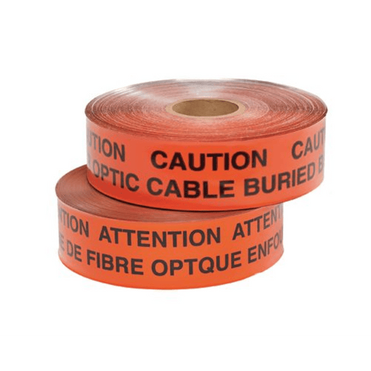 Cinta de peligro subterráneo, Color rojo, Material Aluminio, 304.8m, Leyenda: PRECAUCIÓN: LÍNEA ELÉCTRICA ENTERRADA DEBAJO