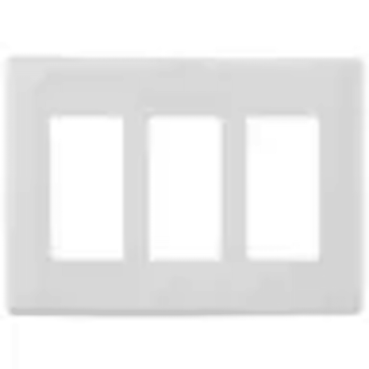 Tapa para Caja de 3 Espacios/ Contacto Duplex / Tornillos Ocultos / Color Blanco.