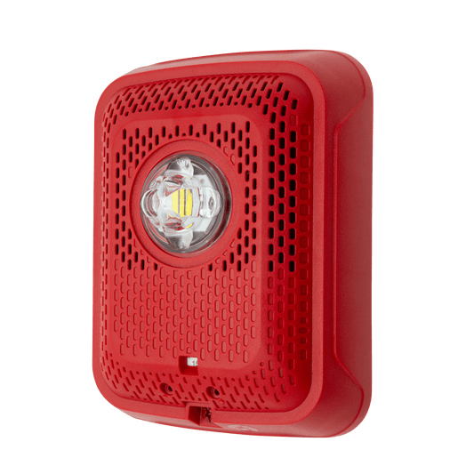 Bocina con Lámpara Estroboscópica, Montaje en Pared, Color Rojo, Nuevo Diseño Moderno y Elegante y Menor Consumo de Corriente