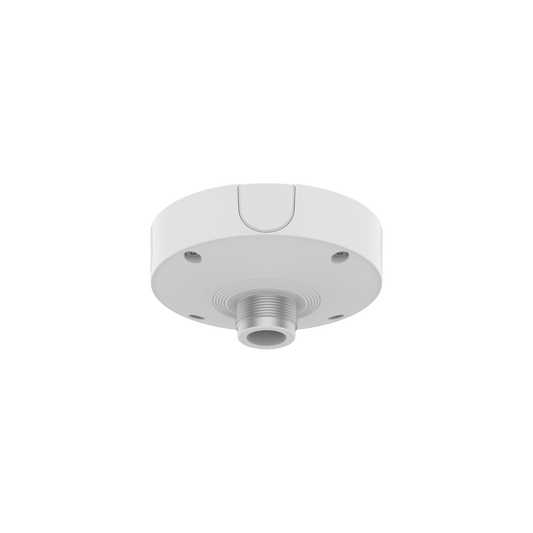 Base de Montaje para Techo SBP-180CMB / Aluminio / Color Blanco RAL9003 / Diámetro 180 mm / Peso 970 g / Tornillo TR30 / Orificio Conduit 19.1 mm / Compatible con Múltiples Modelos Hanwha