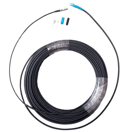 Rollo de Fibra Óptica Drop Redonda G657A2 Monomodo Simplex de 50 Metros con Conectores SC/UPC-SC/UPC para Instalaciones Aéreas o a la Intemperie