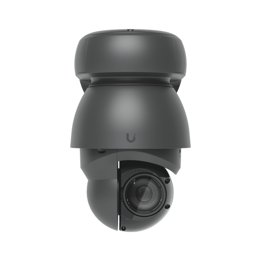 Cámara UniFi PTZ AI Industrial Color Negro / 4K (8MPX) / Zoom Óptico 22x / Visión Nocturna IR 100 m / Reconocimiento Facial y Placas / IP66 para exterior / Movimiento 360° / PoE++