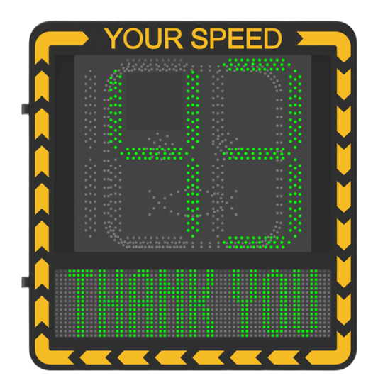 Pantalla LED de Señalización de Velocidad por Radar / Detección de Velocidad en Tiempo Real / Rango de Detección de 100 m / Hasta 32 Objetivos Detectados / Pantalla LED de Alta Visibilidad / Instalación en Carril o Later
