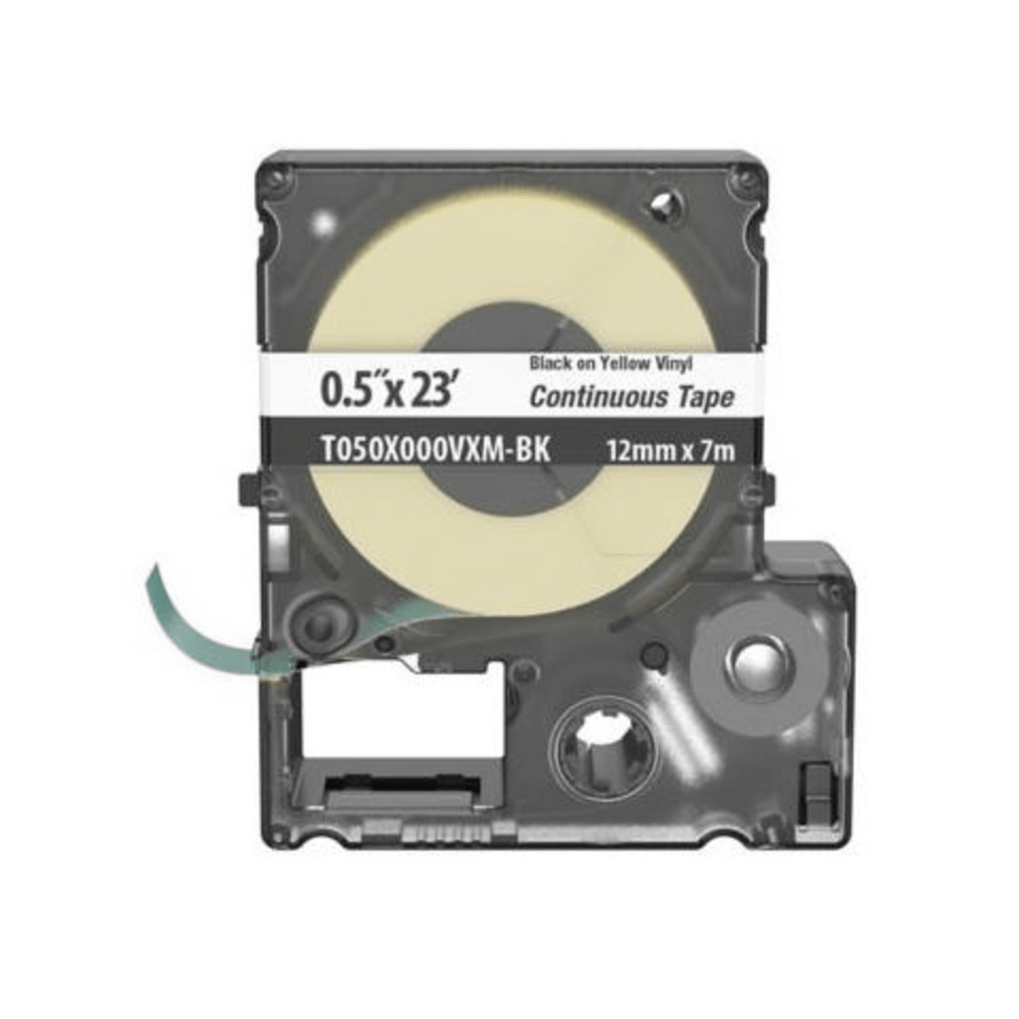 Casete de Etiquetas de Vinilo de Cinta Continua, Color Negro Sobre Amarillo, Uso Interior/Exterior, 9 mm de Ancho x 7 Metros de Largo